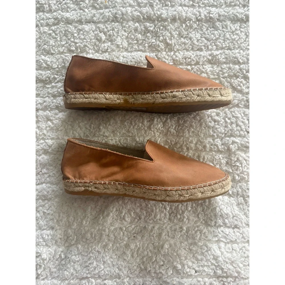 Free People Laurel Canyon Camel Brown Leather Espadrille Flats Size EU 40 ‎ US 9